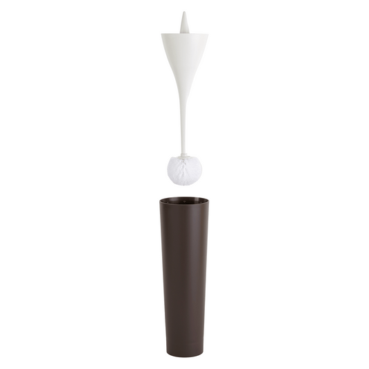 Excalibur toilet brush in chocolate brown, side view