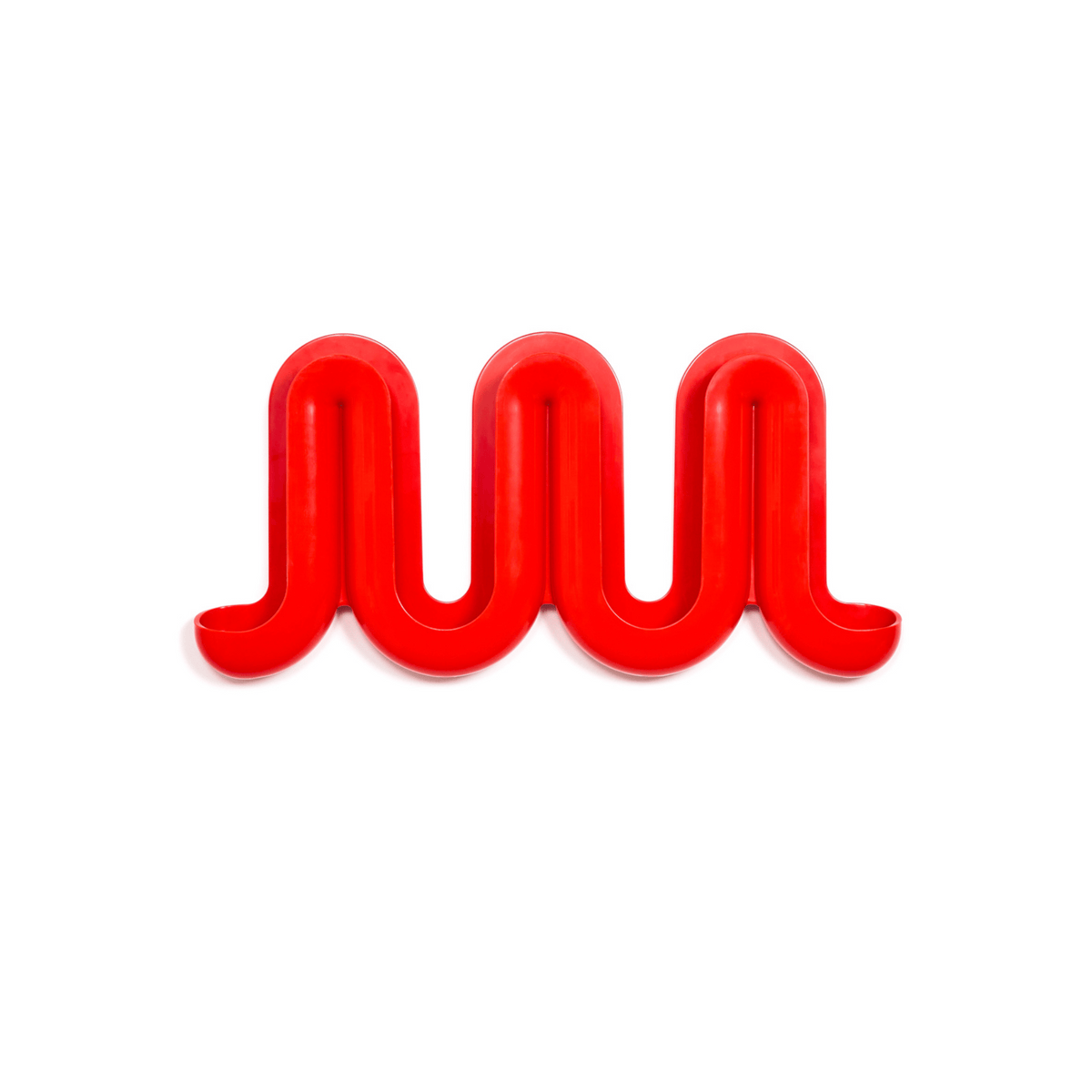 Heller Swell wall catchall in red mounted on entryway wall
