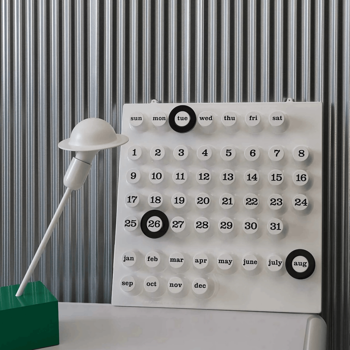 Interior view of the white Ring-a-Date calendar ring mechanism