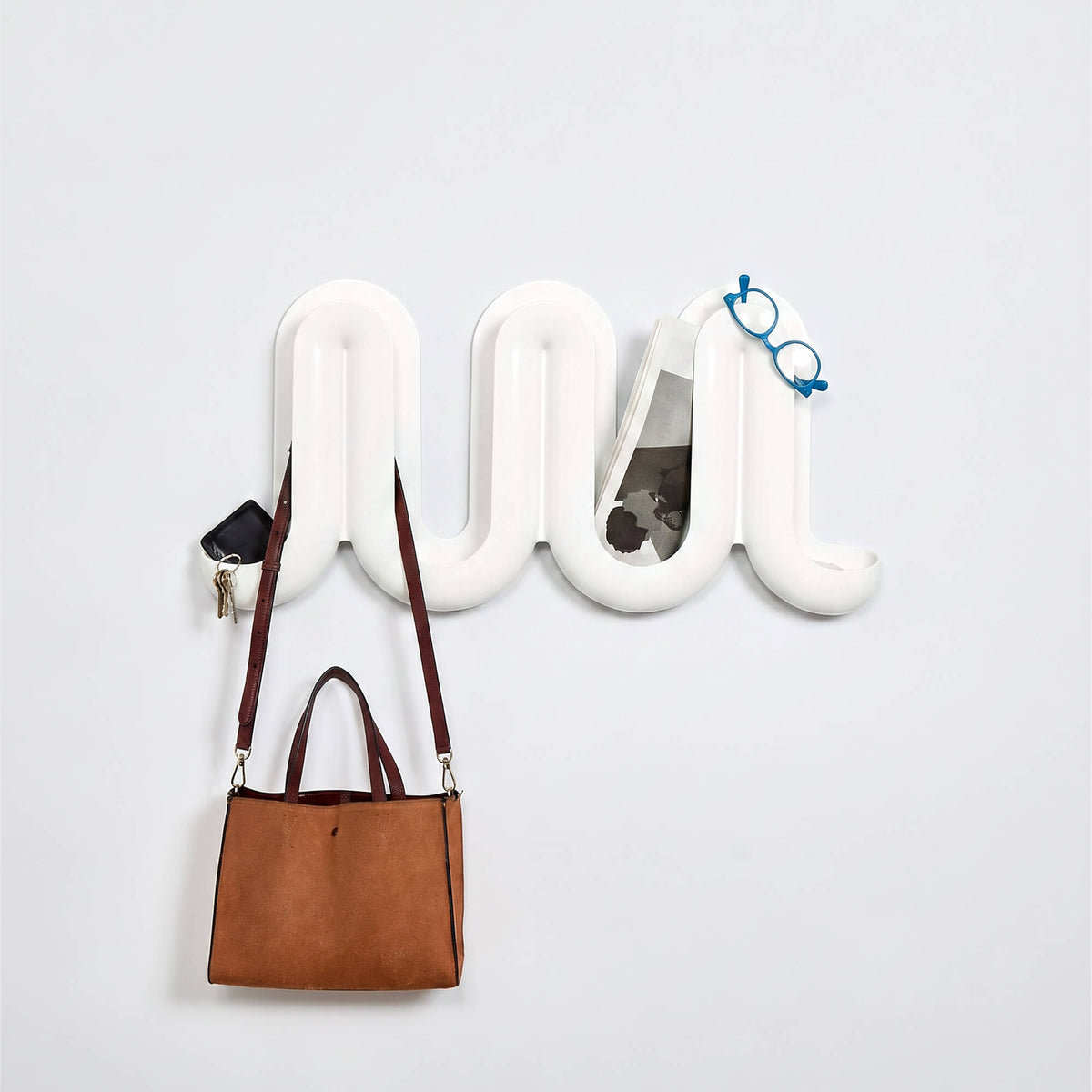 Heller Swell Wall Coat Rack & Catchall by Anna Dawson – White